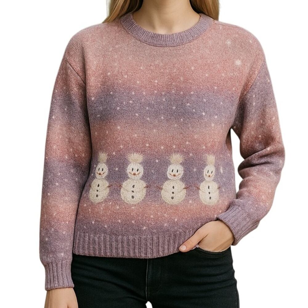 Vintage Talbots Mohair Snowman Sweater Ombre Confetti Knit Grandma Core Large